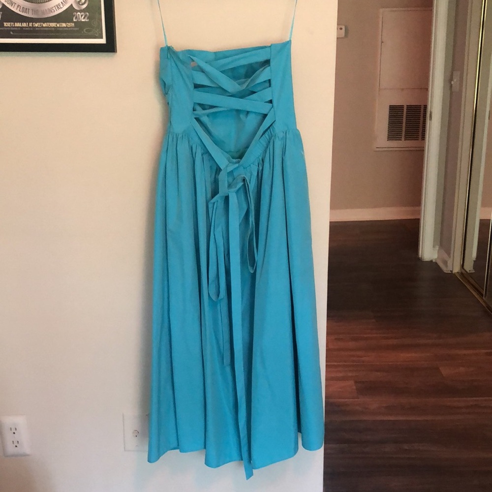 Amanda Uprichard Gaston Strapless Dress in Marina Blue Size Medium - Picture 7 of 11